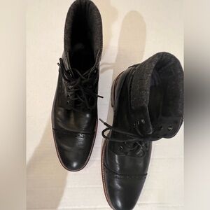 JOHNSTON & MURPHY MENS 12 M BLACK STRATFORD  CAP TOE LEATHER BOOT